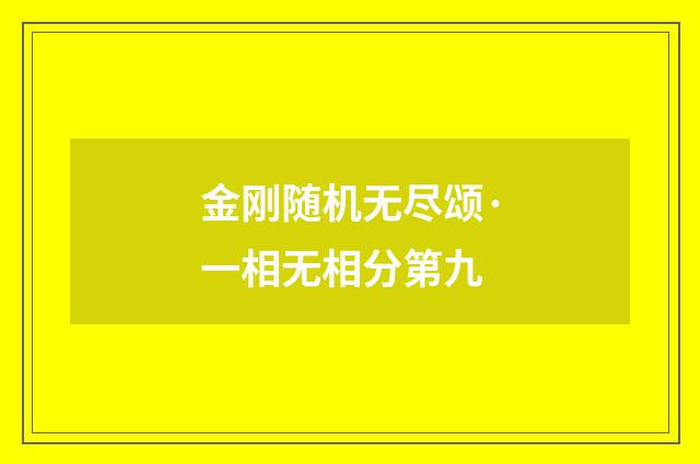金刚随机无尽颂·一相无相分第九