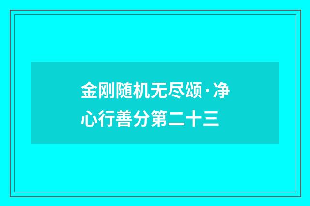 金刚随机无尽颂·净心行善分第二十三