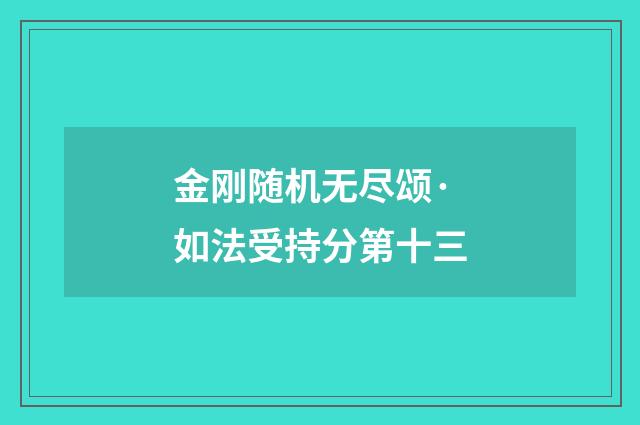金刚随机无尽颂·如法受持分第十三