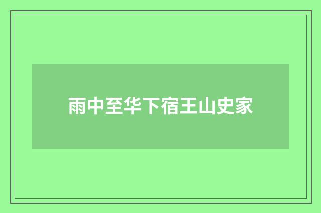 雨中至华下宿王山史家