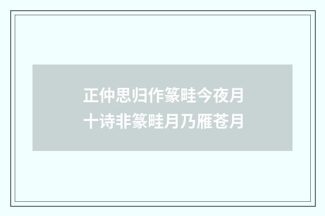 正仲思归作篆畦今夜月十诗非篆畦月乃雁苍月