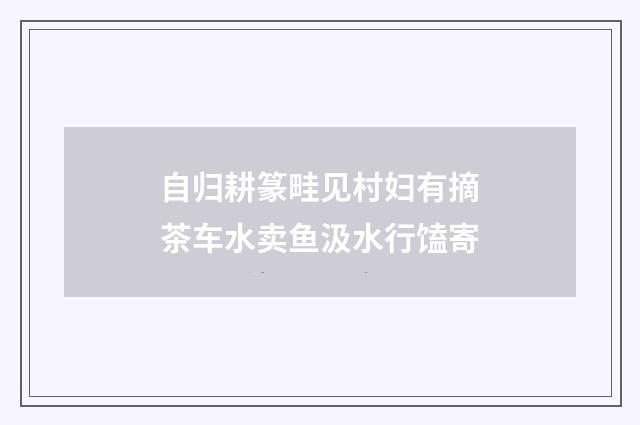 自归耕篆畦见村妇有摘茶车水卖鱼汲水行馌寄