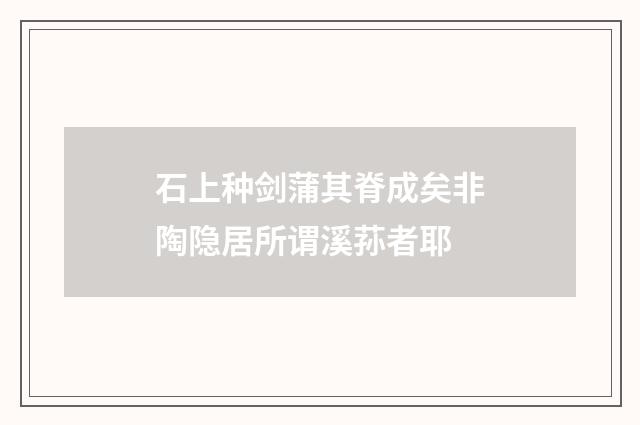 石上种剑蒲其脊成矣非陶隐居所谓溪荪者耶