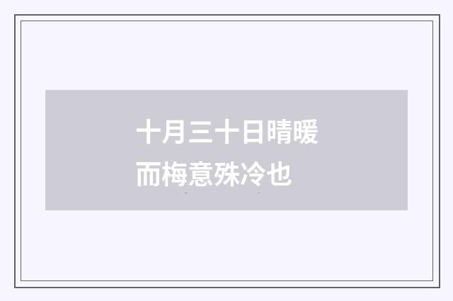 十月三十日晴暖而梅意殊冷也