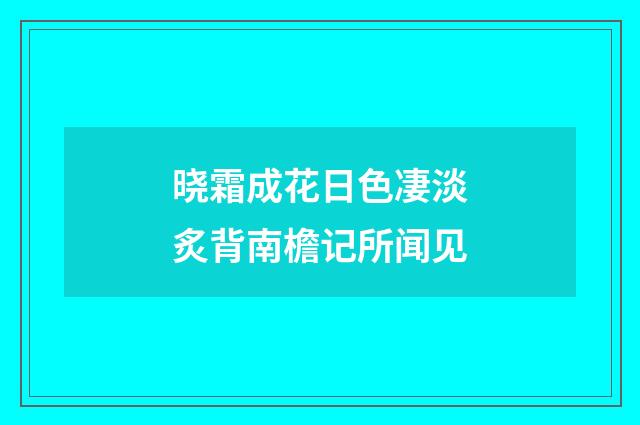 晓霜成花日色凄淡炙背南檐记所闻见