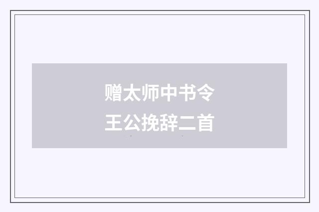 赠太师中书令王公挽辞二首