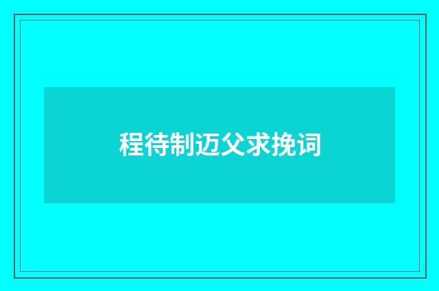 程待制迈父求挽词