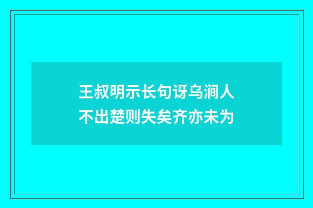 王叔明示长句讶乌涧人不出楚则失矣齐亦未为