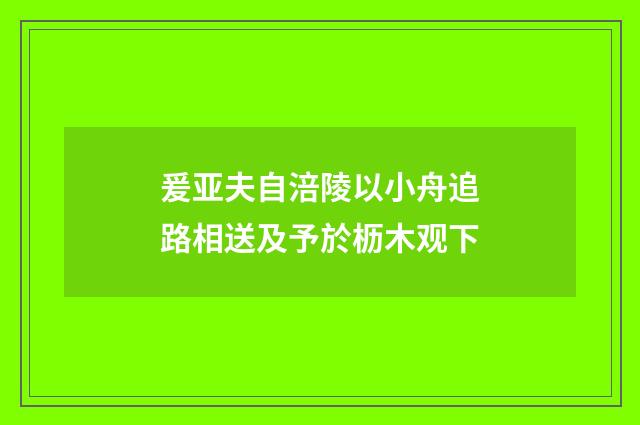 爰亚夫自涪陵以小舟追路相送及予於枥木观下