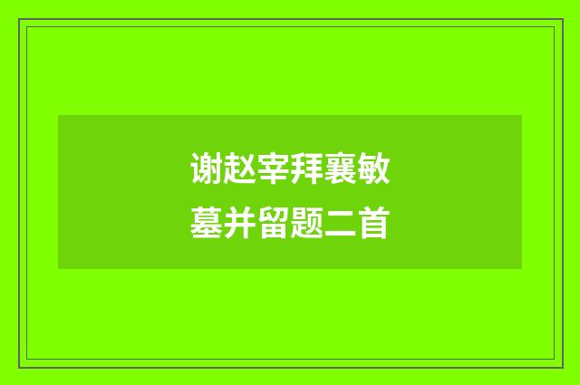 谢赵宰拜襄敏墓并留题二首