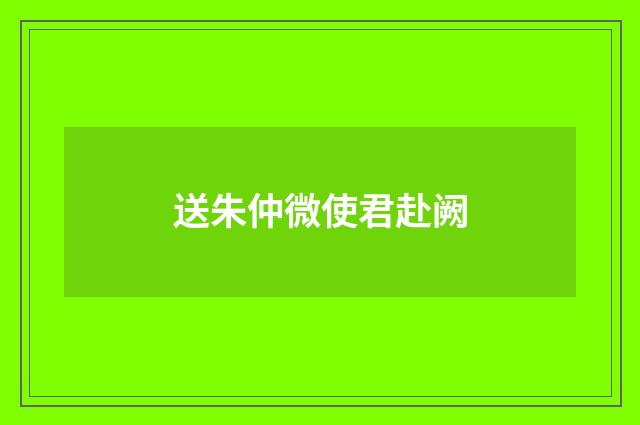 送朱仲微使君赴阙