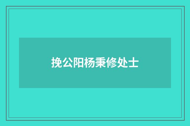 挽公阳杨秉修处士