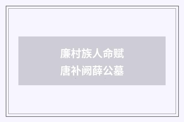 廉村族人命赋唐补阙薛公墓