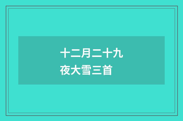 十二月二十九夜大雪三首