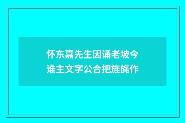 怀东嘉先生因诵老坡今谁主文字公合把旌旄作