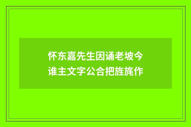 怀东嘉先生因诵老坡今谁主文字公合把旌旄作