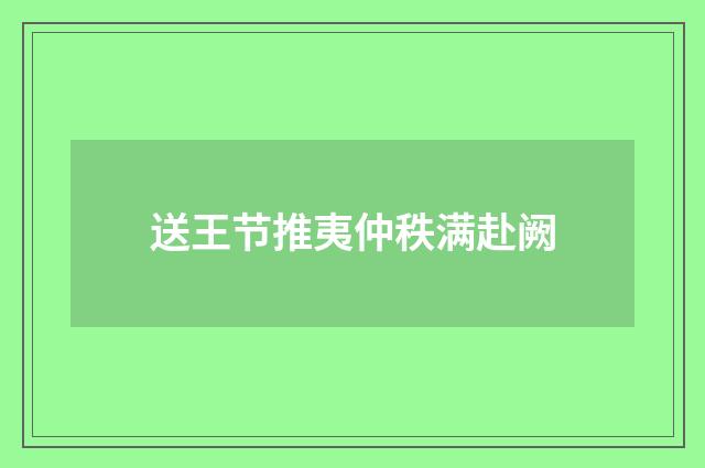 送王节推夷仲秩满赴阙