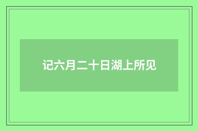记六月二十日湖上所见