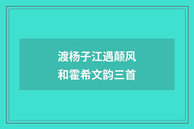 渡杨子江遇颠风和霍希文韵三首