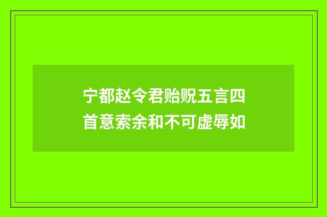 宁都赵令君贻贶五言四首意索余和不可虚辱如