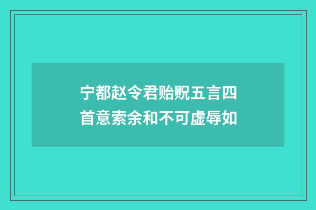 宁都赵令君贻贶五言四首意索余和不可虚辱如