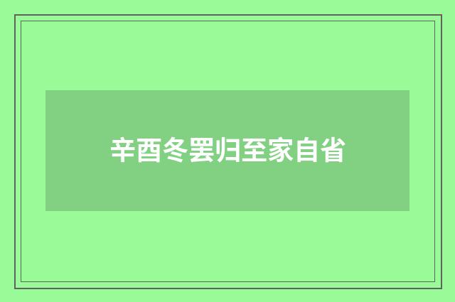 辛酉冬罢归至家自省