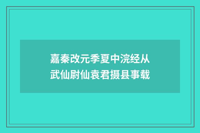 嘉秦改元季夏中浣经从武仙尉仙袁君摄县事载