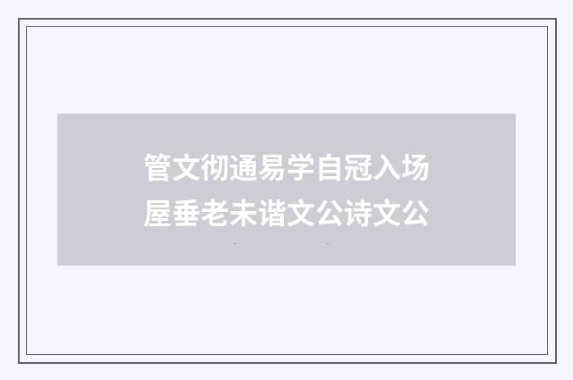 管文彻通易学自冠入场屋垂老未谐文公诗文公