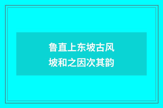 鲁直上东坡古风坡和之因次其韵