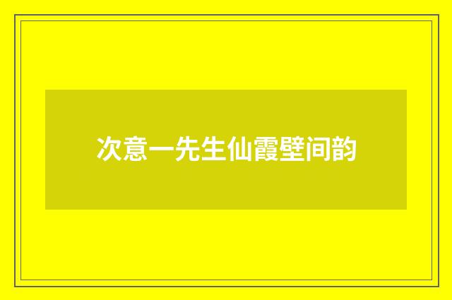 次意一先生仙霞壁间韵
