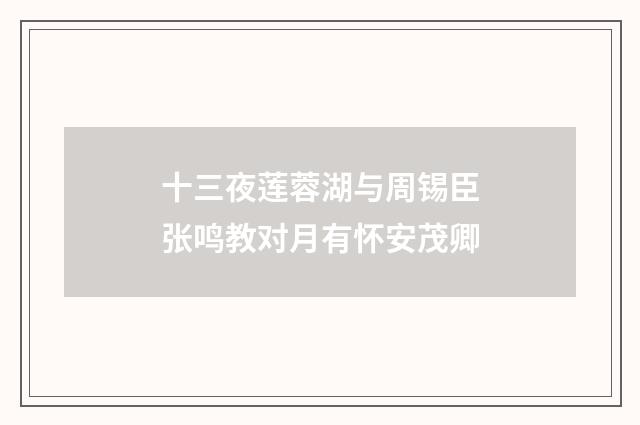 十三夜莲蓉湖与周锡臣张鸣教对月有怀安茂卿