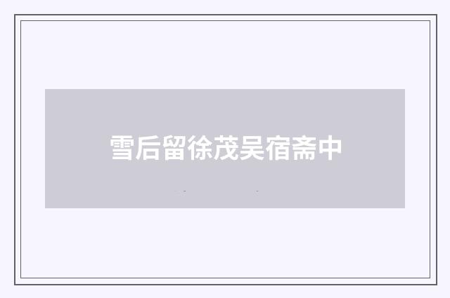 雪后留徐茂吴宿斋中