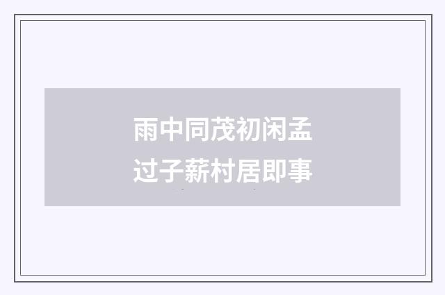 雨中同茂初闲孟过子薪村居即事