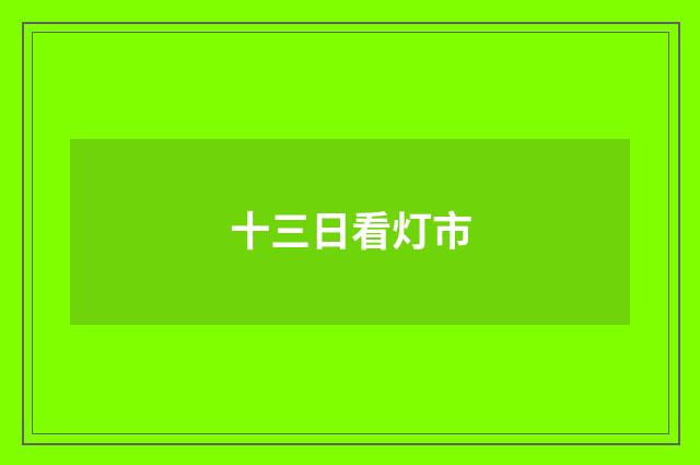 十三日看灯市