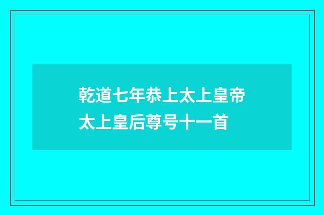 乾道七年恭上太上皇帝太上皇后尊号十一首