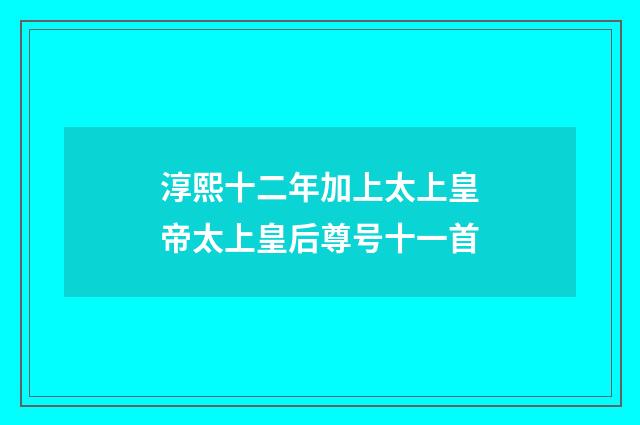 淳熙十二年加上太上皇帝太上皇后尊号十一首