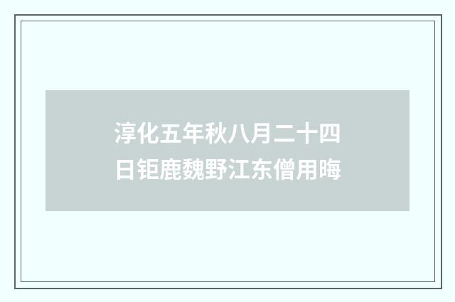 淳化五年秋八月二十四日钜鹿魏野江东僧用晦