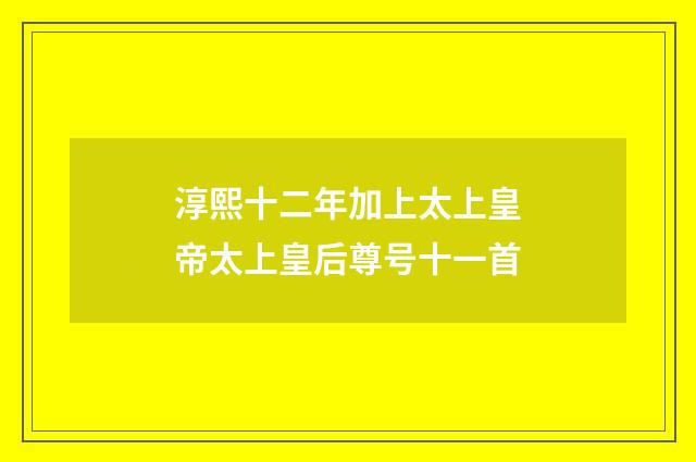 淳熙十二年加上太上皇帝太上皇后尊号十一首