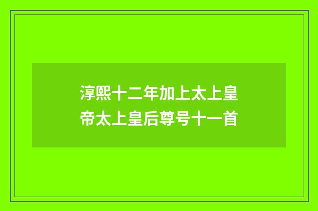 淳熙十二年加上太上皇帝太上皇后尊号十一首