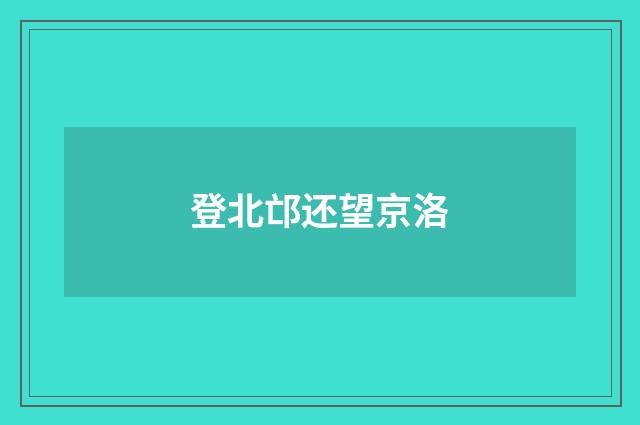 登北邙还望京洛