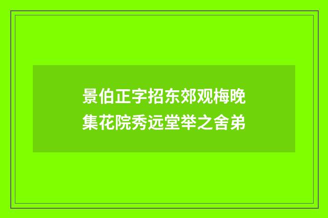 景伯正字招东郊观梅晚集花院秀远堂举之舍弟