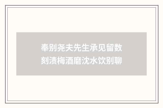 奉别尧夫先生承见留数刻渍梅酒磨沈水饮别聊