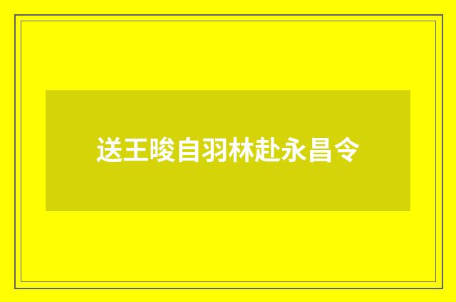 送王晙自羽林赴永昌令