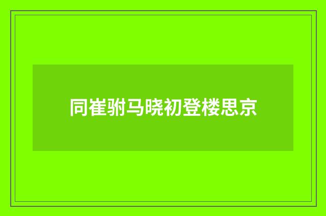 同崔驸马晓初登楼思京