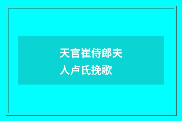 天官崔侍郎夫人卢氏挽歌
