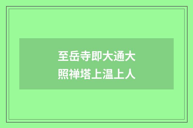 至岳寺即大通大照禅塔上温上人