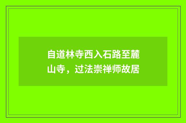自道林寺西入石路至麓山寺，过法崇禅师故居