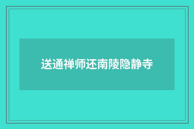 送通禅师还南陵隐静寺