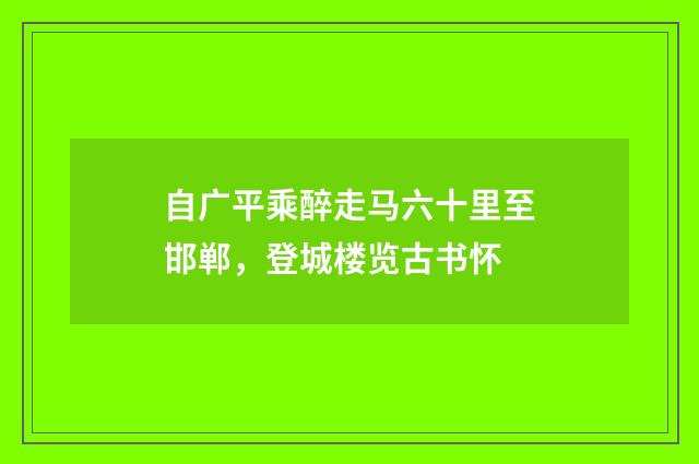 自广平乘醉走马六十里至邯郸，登城楼览古书怀