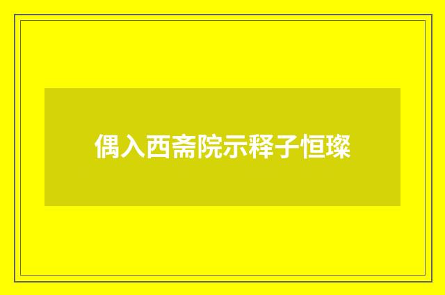 偶入西斋院示释子恒璨